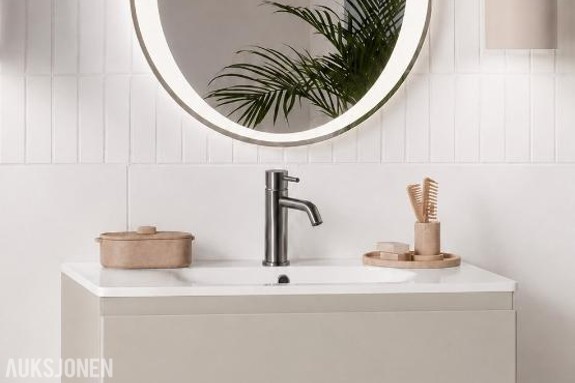 Komplett møbelpakke til baderom 60 cm – kasjmir med 60 × 60 cm LED-speil